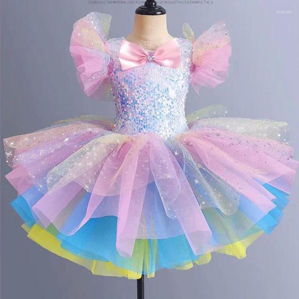 Stage Wear Ballerina Dress Ballerina Kids Sequined Swan Lake Dance Tutu Girls Jazz Outfits Ballet Ballet