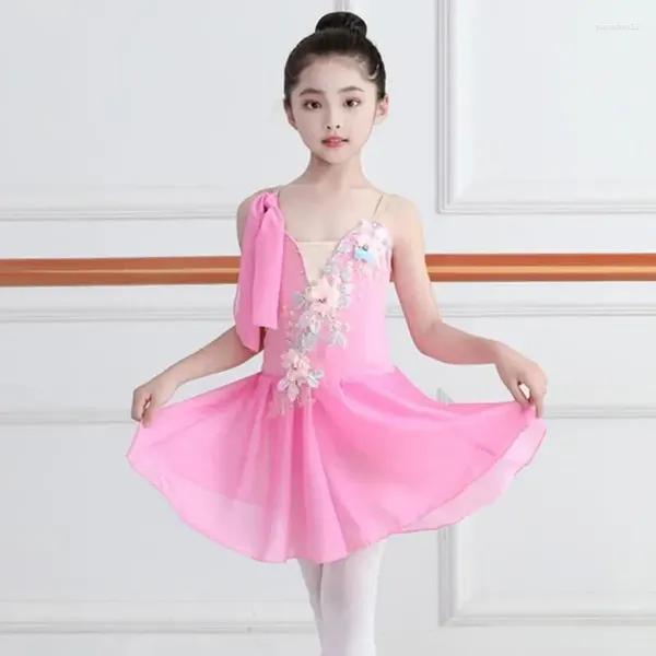 Stage Wear Enfants Ballet Robe Filles Bleu Blanc Mousseline Classique Justaucorps Pour Enfants Danse Moderne Chinois Sling