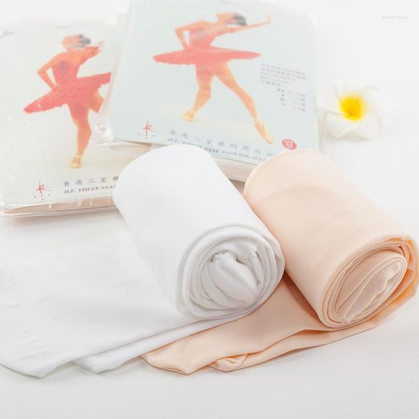 Desgaste de la etapa Medias de ballet para niños Microfibra 120D Leggings de baile Pantimedias de alta elasticidad Medias blancas desnudas DT004