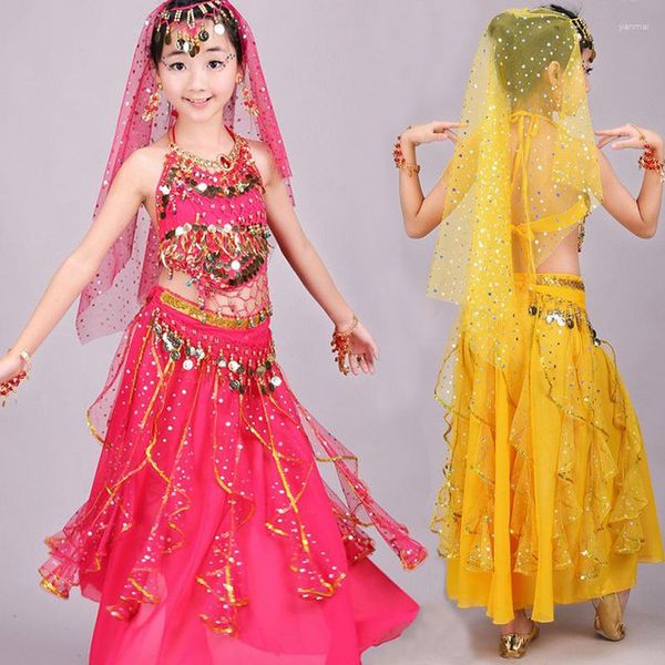 Vêtements de scène enfants Costumes de danse du ventre pour fille Bollywood danse spectacle costume enfant paillettes