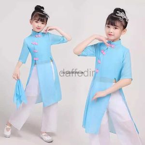 Stage Draag Kinderen Chinees Yangko Dance Dress Kids Girl Fan Kostuum Stage Kind Umbrella Dance Outfit Dance Wear D240425