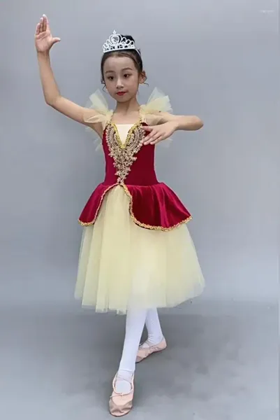 Etapa desgaste niños niñas giselle profesional ballet tutú vestido para niña cisne lago danza bailarina trajes rendimiento faldas