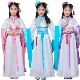 Stage Wear Enfants Han Costume Jupe Filles Style Chinois Ancien Super Robe De Fée Printemps Été Tang Manches D'eau Costume De Danse Hanfu