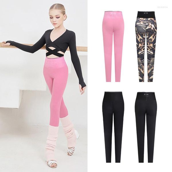 Vêtements de scène enfants pantalons d'entraînement de danse latine filles taille haute Stretch Leggings Cha Samba Rumba vêtements pratique DNV15286