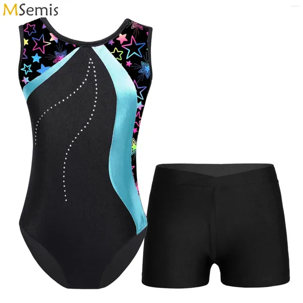 Stage Wear Enfants À Manches Longues Ballet Danse Tenues Enfants Gymnastique Justaucorps Combinaison Avec Shorts Dancewear Ensembles Pour Filles Yoga Unitard