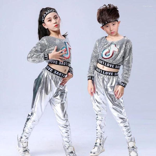 Vêtements de scène enfants moderne Jazz danse Hip Hop Costume garçons filles paillettes Cheerleading Performance vêtements