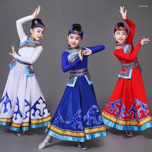 Stage Wear Enfants Costume de danse mongole Chinois antique robe nationale Dancewear fille tenue tibétaine minorité