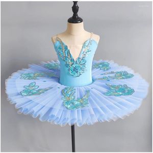 Stage Drag Kinderen Professionele ballet tutus Blue White Swan Lake Tutu Ballerinas volwassen vrouwen moderne danskostuums meisjesjurk