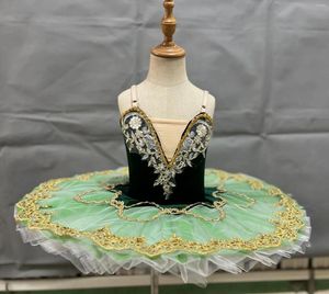 Stadiumkleding Kinderen Professionele Groene Ballet Tutu Zwanenmeer Tutu Kinderkostuum Jurk Voor Meisjes Dans