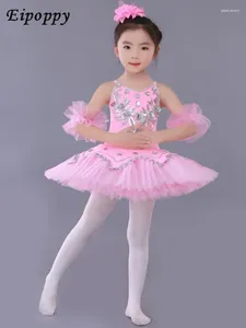 Scène Portez une robe de danse de ballet pour enfants Performance des vêtements pour filles Swan White Swan Pettiskirt moderne