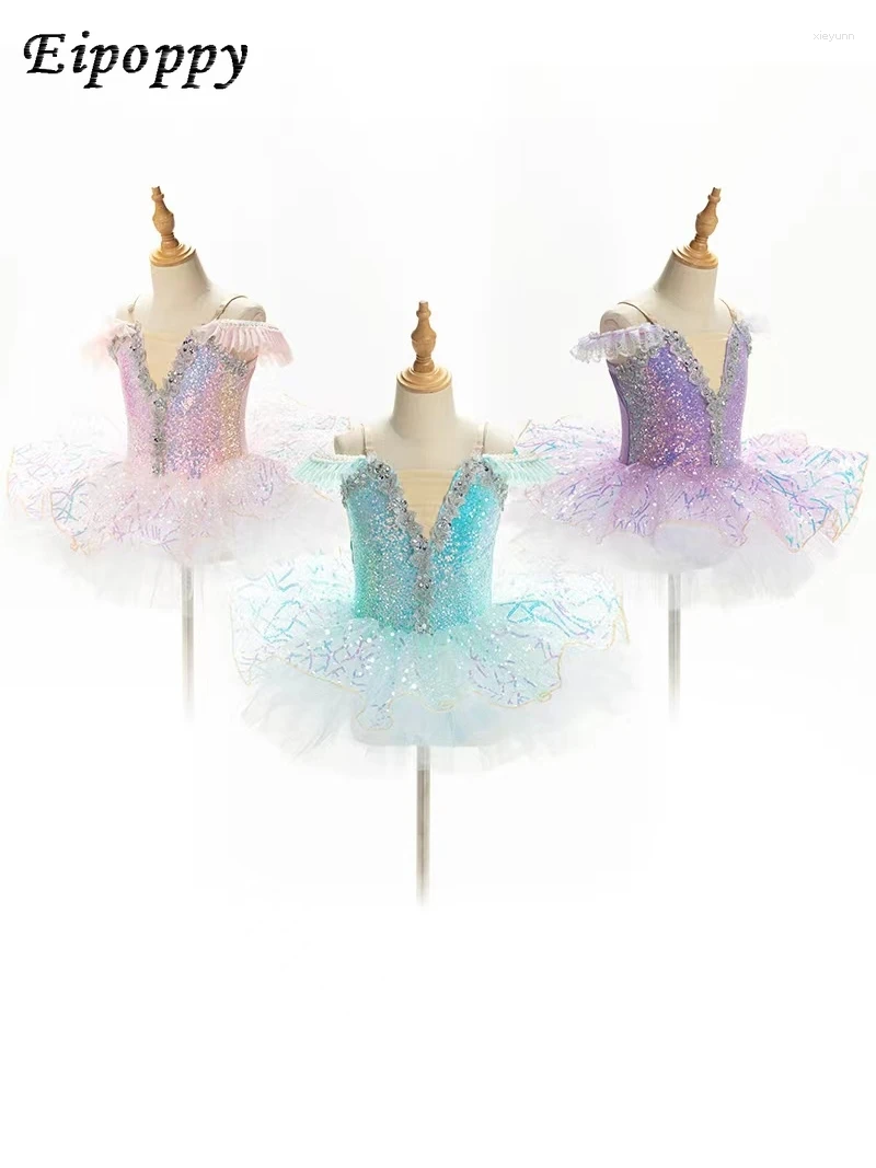 Stage noszenie dziecięcej sukienki baletowej Pettispyrt z cekinowej gazy księżniczki