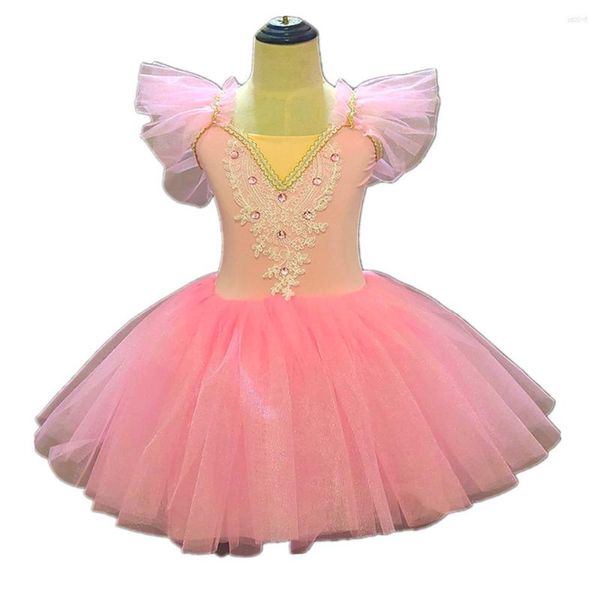 Stage Wear Costumes de jupe de ballet pour enfants Lac des cygnes Danse du ventre Tutu Filles Performance Robe longue