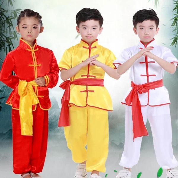 Escenario desgaste niños niños uniformes tradicionales chinos artes marciales traje camisa pantalones conjunto para niños niño wushu ropa