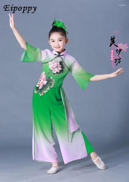 Stage Wear Costume de danse classique pour enfants Robe de danse Lotus pour filles Robe de danse élégante pour spectacle de parapluie