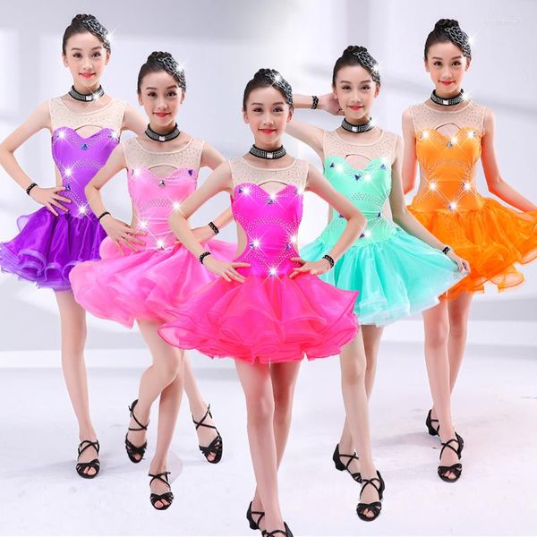 Vêtements de scène Costumes pour enfants Jupes de danse latine pour filles Vêtements de compétition Vêtements de performance