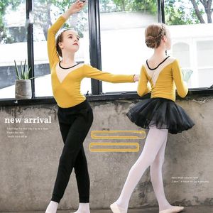 Ropa de escenario Vestido de baile para niños Niñas Práctica de manga larga Otoño Invierno Pantalones de algodón Falda de ballet Traje chino