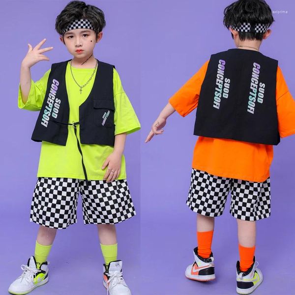 Stage Wear Costumes de danse Hip Hop pour enfants, gilet ample, tenues Kpop, Jazz Modern Rave, vêtements Streetwear DQS10612