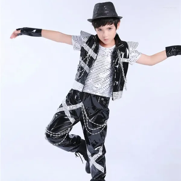 Stage Wear Enfants Hip-Hop Paillettes Jazz Dance Shelf Batteur Costumes Performances modernes Tendance