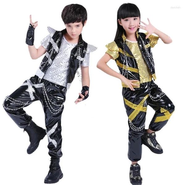 Stage Wear Enfants Hip-Hop Paillettes Jazz Dance Shelf Batteur Costumes Performances modernes