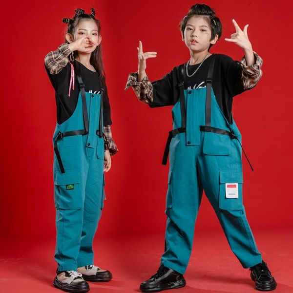 Stage Wear Costumes de danse Jazz pour enfants Salopette Hiphop Pantalons plus amples Hip-Hop Girls Street Catwalk Performance DQS8081