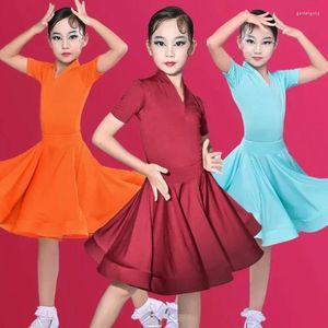 Stage Wear Costume de danse latine pour enfants pour robe de compétition professionnelle Tango Salsa Ballroom Performance Vêtements de pratique