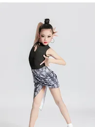 Portez de la pratique de la danse latine pour enfants Dress Summer Leopard Print Performance sans manches concours de performance