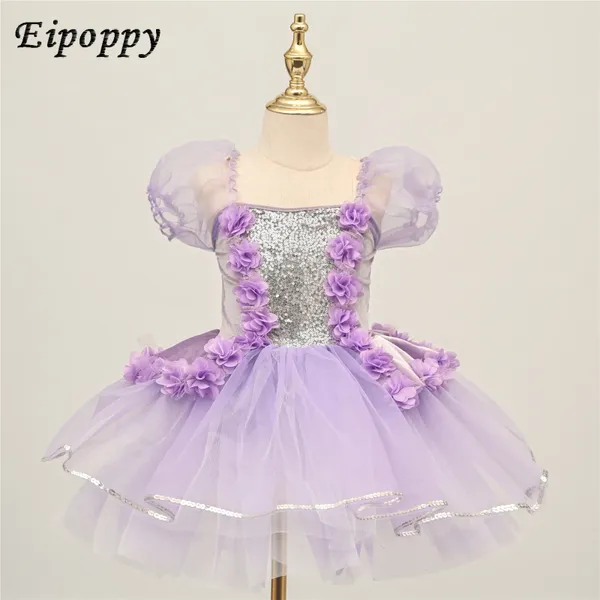 Scary Wear Children's Petterkirt Costume Dance mignon robe de gaze Performance Princet Purple