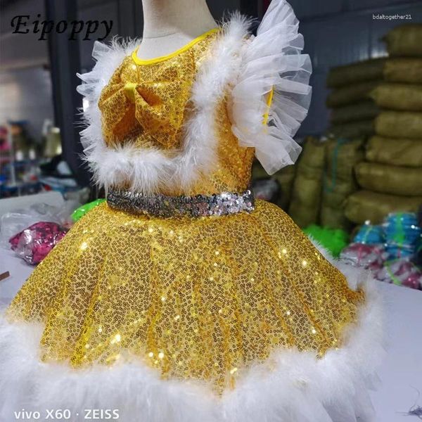 Ropa de escenario con lentejuelas de la gasa de lentejuelas disfraces de niñas lindas paraguas princesa interpretación de princesa para niños xingx baile