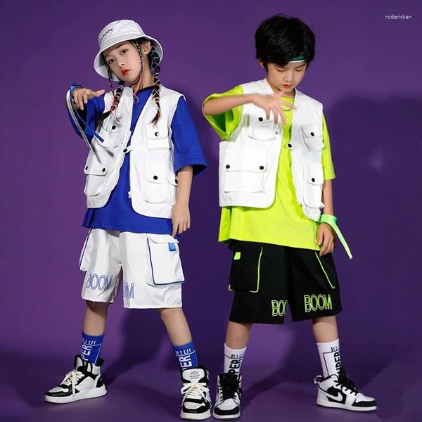 Portez une mode de mode de danse de rue pour enfants pour garçons et filles hip-hop cool beau ensemble tambour jazz performance costume vbh99