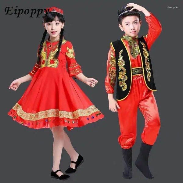 Stage Wear Costume de danse du Xinjiang pour enfants Filles Performance minoritaire Uygur