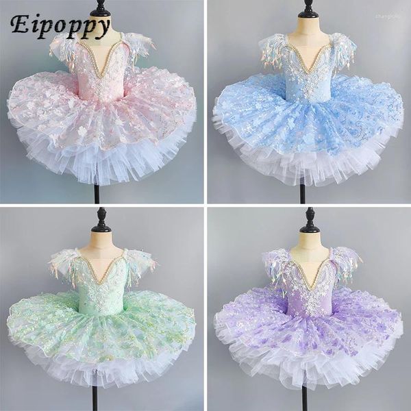 Stage Wear Dance Dress Dress Dress Ballet Girl Swan Dancing Falda de gasa esponjosa