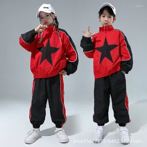 Escenario desgaste niños baile callejero hip hop ropa niños deporte traje niñas grupo rendimiento traje mangas largas abrigo pantalones BL12123
