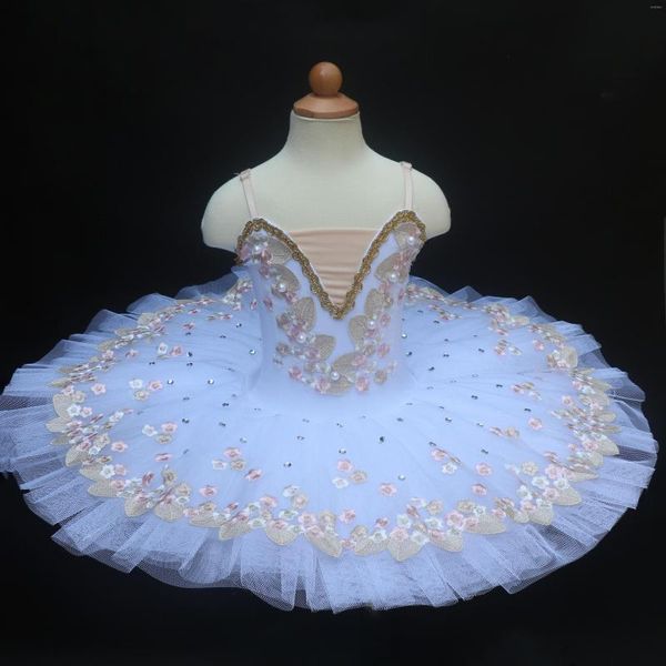 Escenario desgaste niños blanco cisne lago ballet vestido adulto niño niños tutu mujeres flor panqueque trajes rendimiento niña dancewear