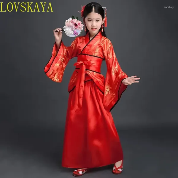 Stage Wear Costumes anciens chinois Fille Kimono Enfants Fans ethniques traditionnels Étudiants Chorale Danse Style japonais