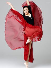 Ropa de escenario, falda de práctica de danza folclórica moderna clásica china, ropa de actuación de mesa que fluye 720 grados para mujeres