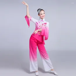 Escenario desgaste traje chino hanfu danza clásica femenina 2024 fan nacional yangko