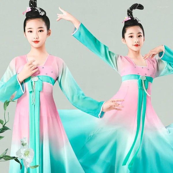 Stage Wear Danse ethnique chinoise Costume pour enfants Style de performance Filles Classique
