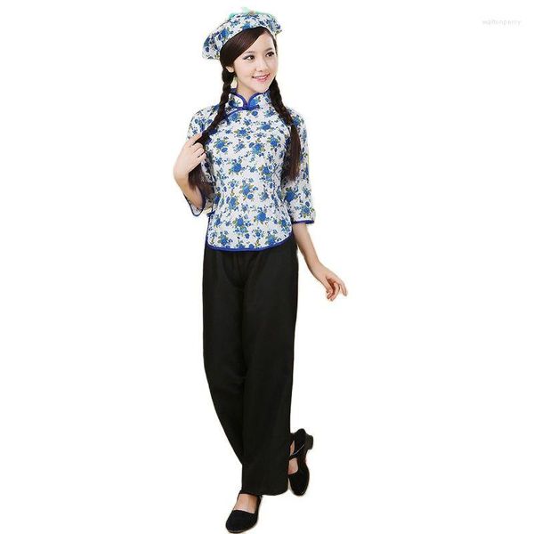 Vêtements de scène danse folklorique chinoise femmes Costumes ethniques orientaux robe ancienne femme drame haut et pantalon pour TV Film Cosplay