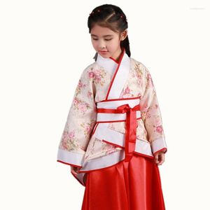 Vêtements de scène chinois fille Style Hanfu Costume filles enfants Kimono traditionnel Vintage ethnique ventilateur étudiants chorus danse