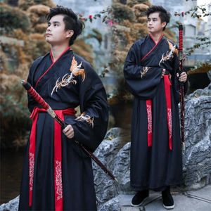 Stage Wear Chinese Hanfu Koppels Oude Traditionele Print Rood Zwart Sets Mannen Vrouwen Carnaval Cosplay Kostuum Plus Maat XL