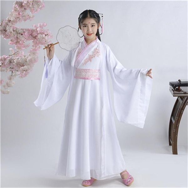 Etapa desgaste chino hanfu vestido niñas traje niños hada cosplay danza verano para niños