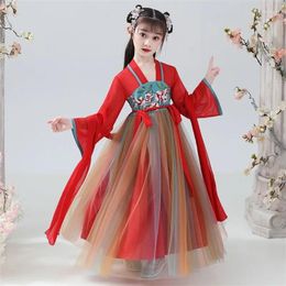 Portez de la scène chinoise Hanfu Robe Girls Année Costume Enfants Carnival Flower Fair Fairy Cosplay Dance For Kids