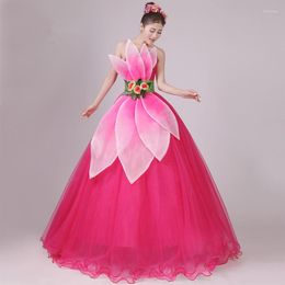 Escenario desgaste chino moderno trajes de baile vestido de novia para mujeres rojo bailarina ropa flor