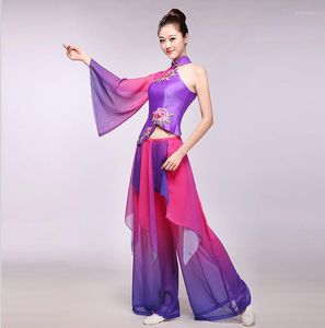 Vêtements de scène Costume de danse nationale chinoise robe femmes Yangko vêtements femme moderne classique ventilateur parapluie 89