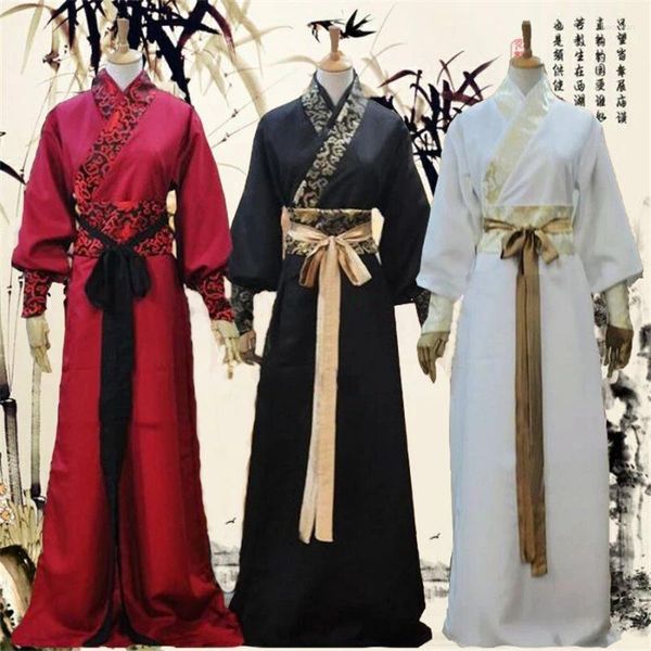 Etapa desgaste bata de seda china antiguo traje de caballero kimono de los hombres tradicional retro étnico trajes de baile de rol