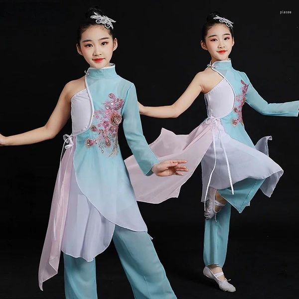 Stage Wear Style chinois Hanfu Danse classique Filles Yangko Costumes Fan Umbrella Performance Vêtements Élégant