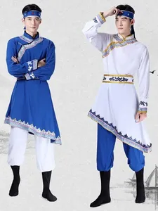 Stage Wear Costume Mongols de style chinois pour hommes Performance de danse mongole Vêtements de baguettes de lutte