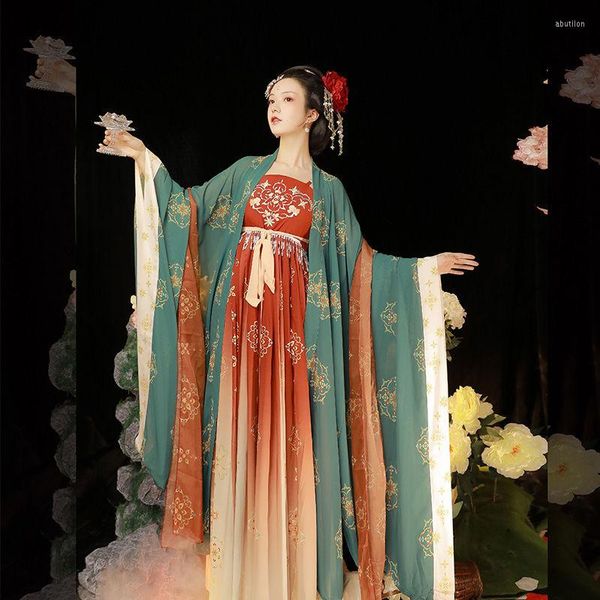 Desgaste de la etapa Mujeres tradicionales chinas Hanfu Traje de baile Vestido de hada Vestidos antiguos Elegante Adulto Carnaval Fiesta Traje de baile para dama