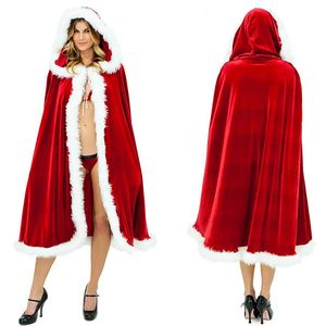 Stadiumkleding Kerstmantel Vrouwen Poncho's met capuchon Lange volwassen kinderen Dikke warme kerstcape Feestkostuum Dameskleding