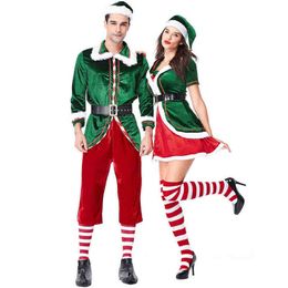 Podium slijtage kerstkleding volwassen mannen vrouwen cosplay optreden komen longsleeve broek paar komt santaclaus festivalsparty t220901